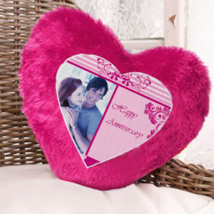 Heart Fur Pillow Pink