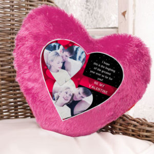 Valentine Heart Fur Pillow Pink