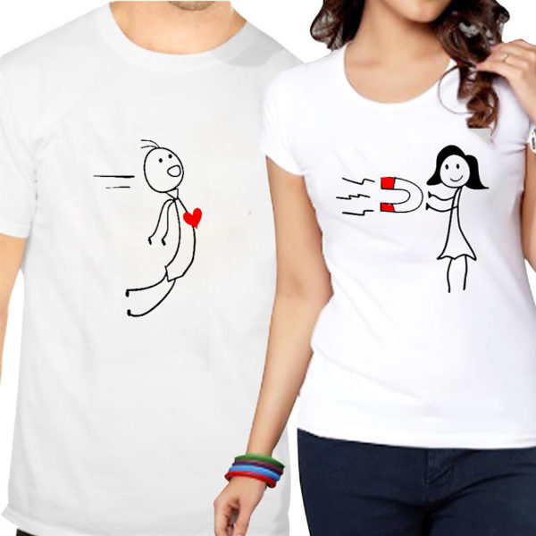 Couple Tshirts Heart Magnet