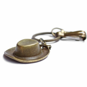 Vintage Look Hat Metal Key Chains-Key Ring