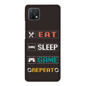 Eat Sleep Game Oppo A15 Back Cover